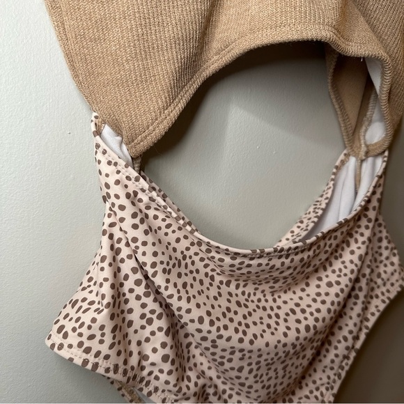 Tan Dalmatian Cutout Bathing Suit - Picture 6 of 9